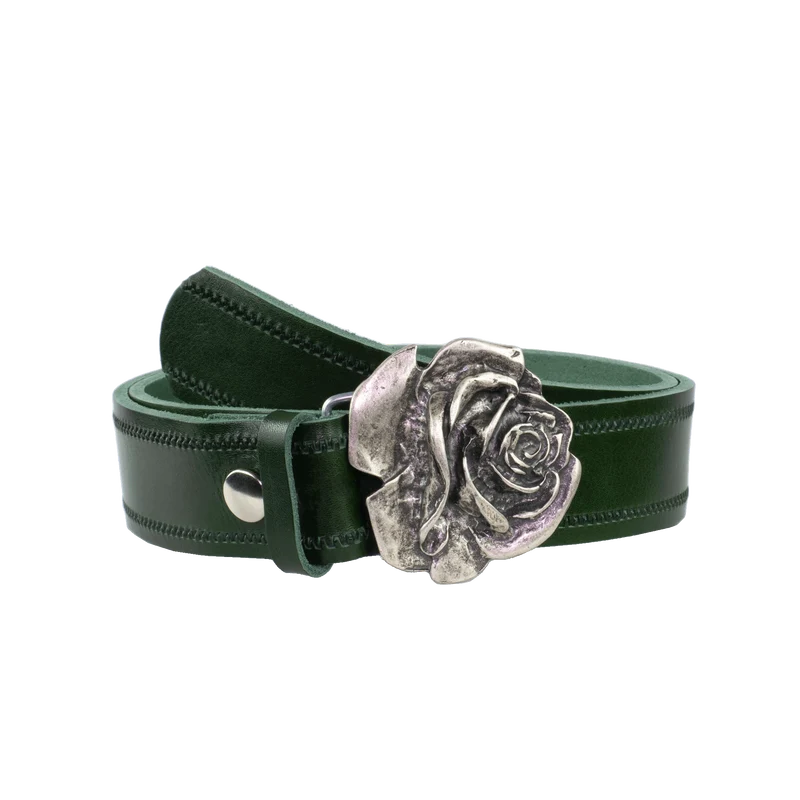 Ledergürtel 4cm mit Schnalle Rose