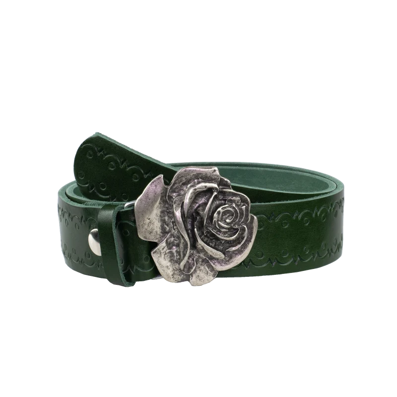 Ledergürtel 4cm mit Schnalle Rose