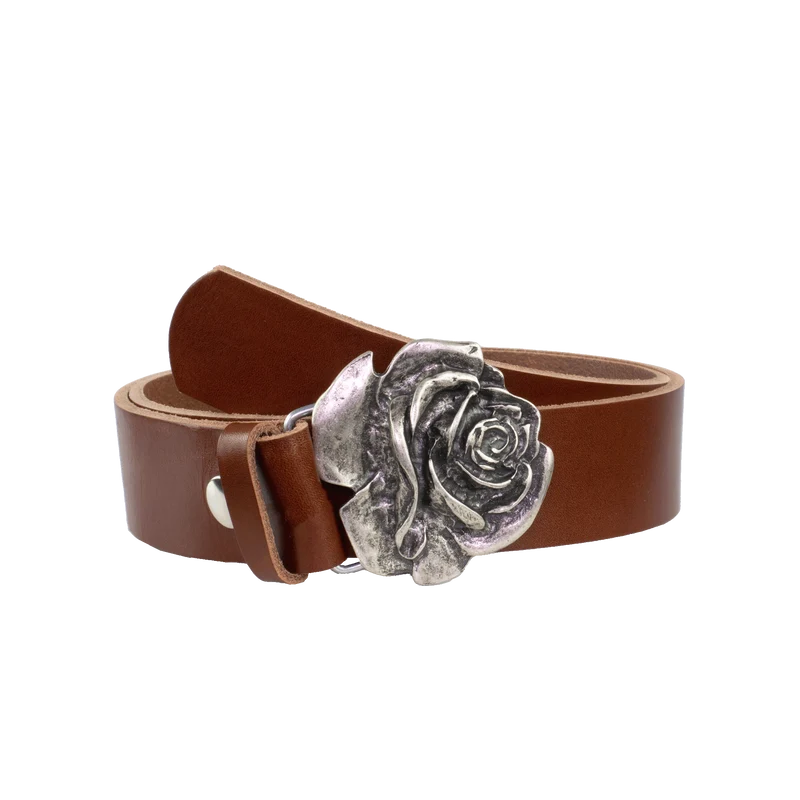 Ledergürtel 4cm mit Schnalle Rose