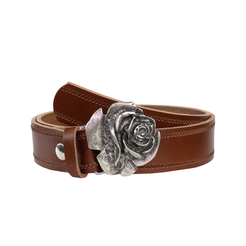 Ledergürtel 4cm mit Schnalle Rose