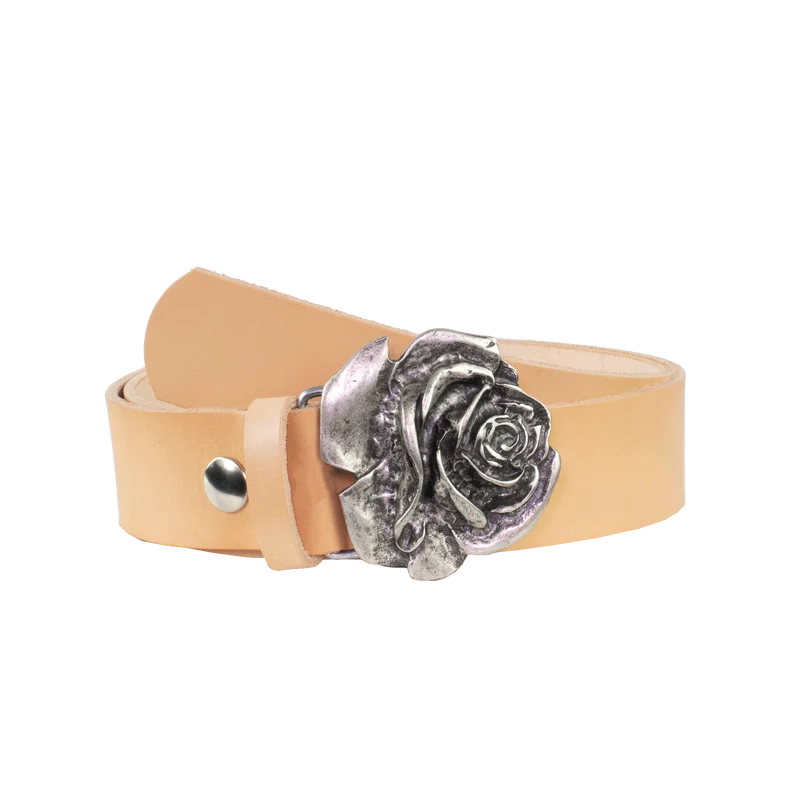 Ledergürtel 4cm mit Schnalle Rose