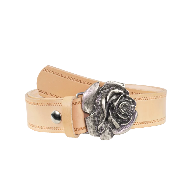 Ledergürtel 4cm mit Schnalle Rose