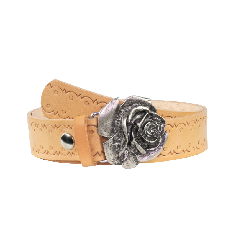 Ledergürtel 4cm mit Schnalle Rose