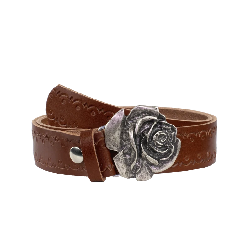 Ledergürtel 4cm mit Schnalle Rose