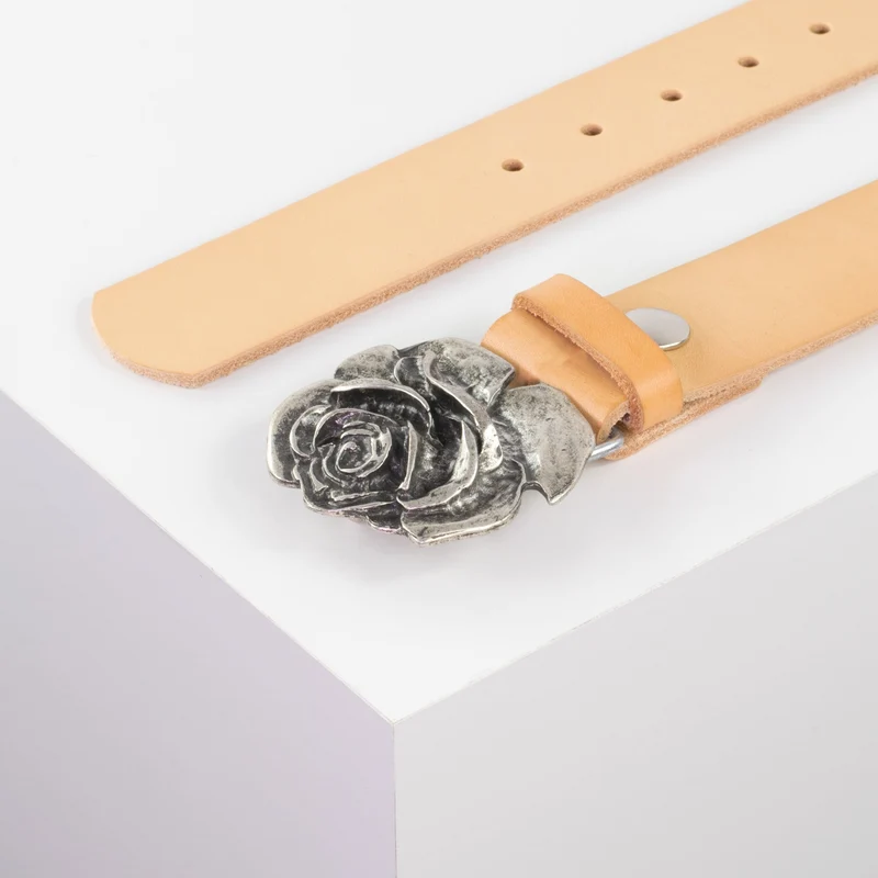 Ledergürtel 4cm mit Schnalle Rose