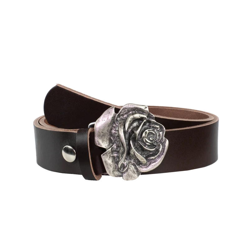 Ledergürtel 4cm mit Schnalle Rose