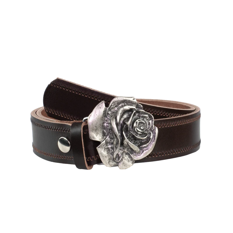 Ledergürtel 4cm mit Schnalle Rose