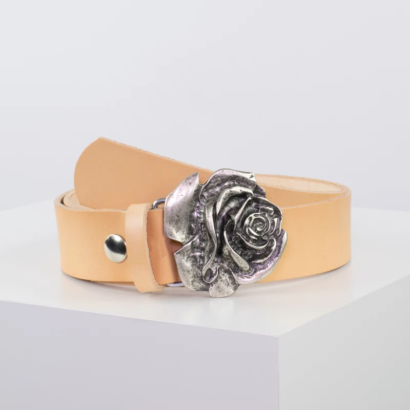 Ledergürtel 4cm mit Schnalle Rose