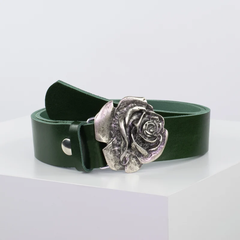 Ledergürtel 4cm mit Schnalle Rose