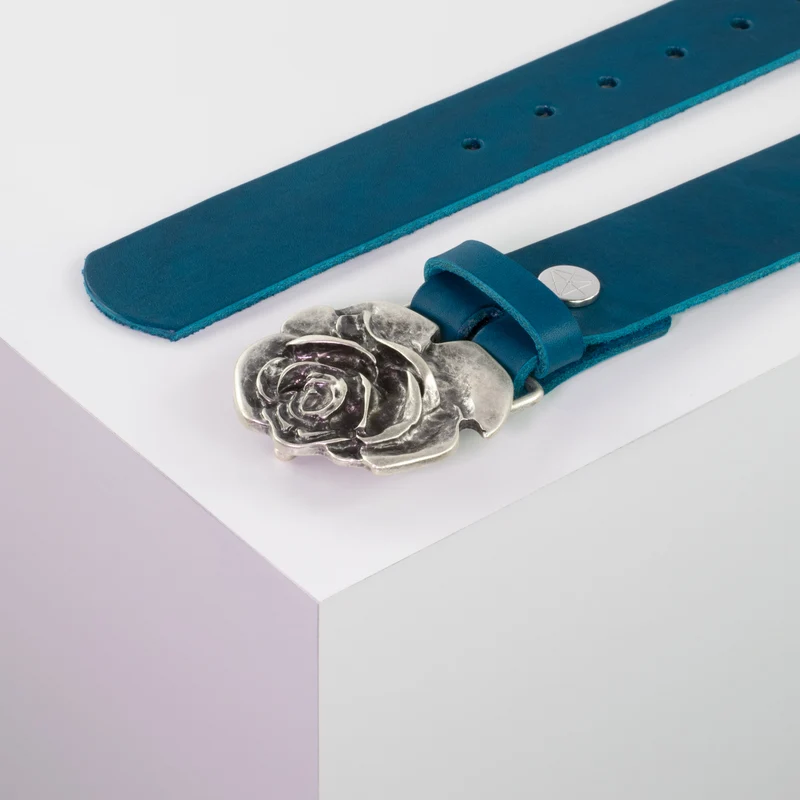 Ledergürtel 4cm mit Schnalle Rose