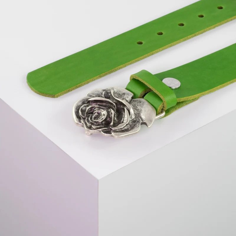 Ledergürtel 4cm mit Schnalle Rose