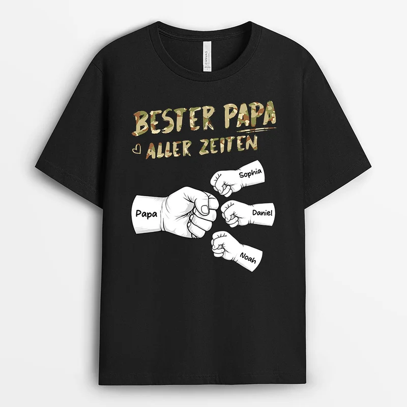 Bester Papa Aller Zeiten - Personalisiertes Geschenk | Opa Papa Shirt Tarnmuster