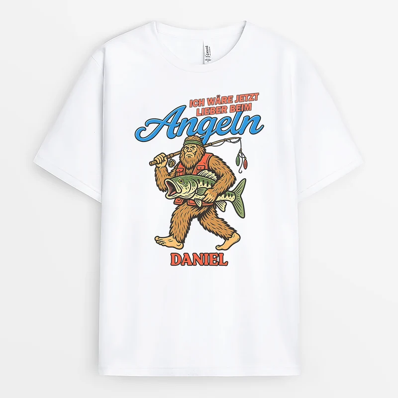Ich Wäre Jetzt Lieber Beim Angeln - Personalisiertes T Shirt Angeln