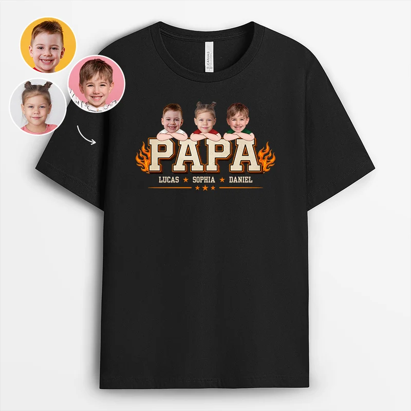 Papa - Personalisierte Geschenke Foto | T-Shirt Opa Flamme