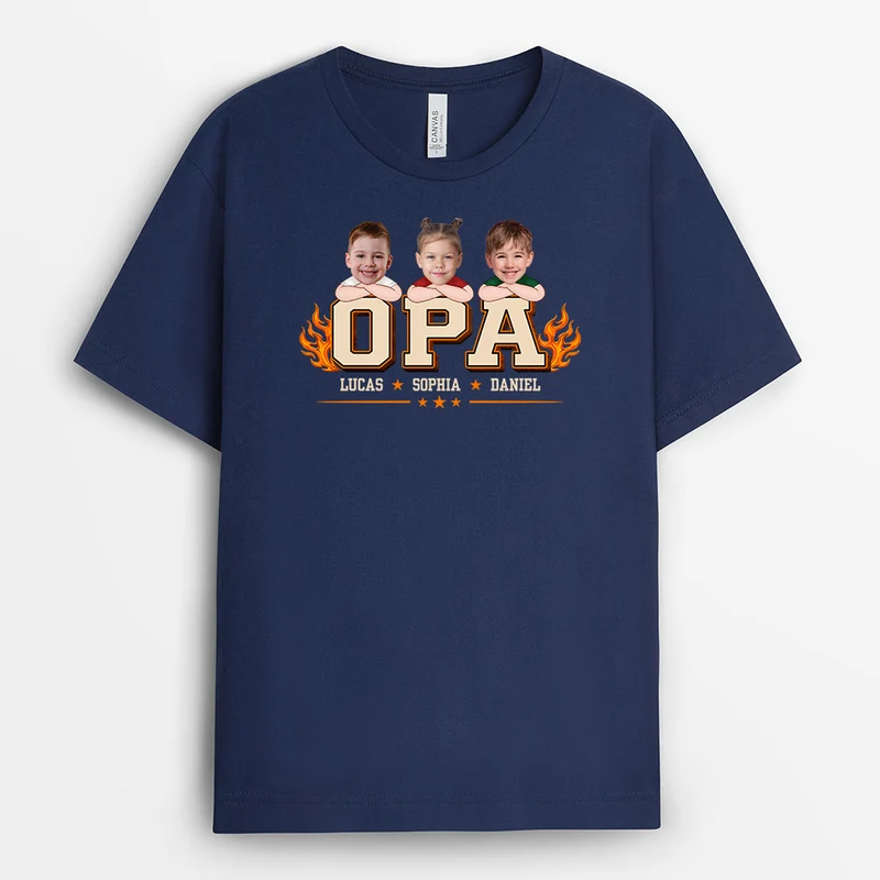 Papa - Personalisierte Geschenke Foto | T-Shirt Opa Flamme