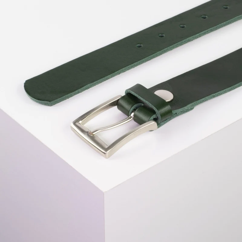 Ledergürtel 3,5cm mit Schnalle Toronto silber