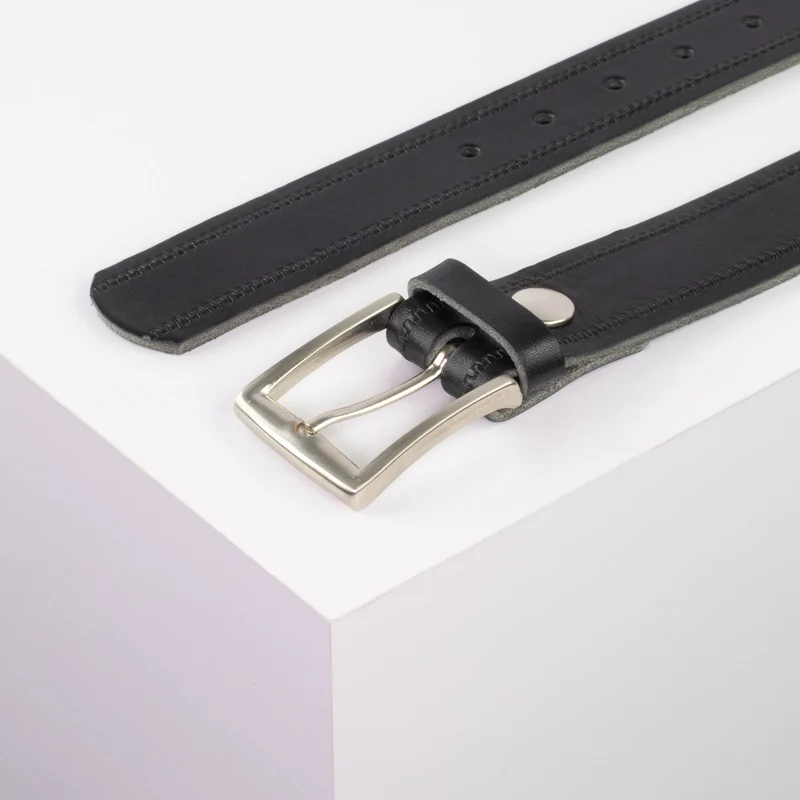 Ledergürtel 3,5cm mit Schnalle Toronto silber