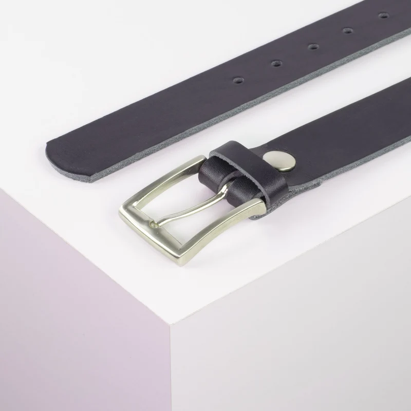 Ledergürtel 3,5cm mit Schnalle Toronto silber