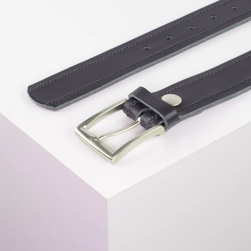Ledergürtel 3,5cm mit Schnalle Toronto silber
