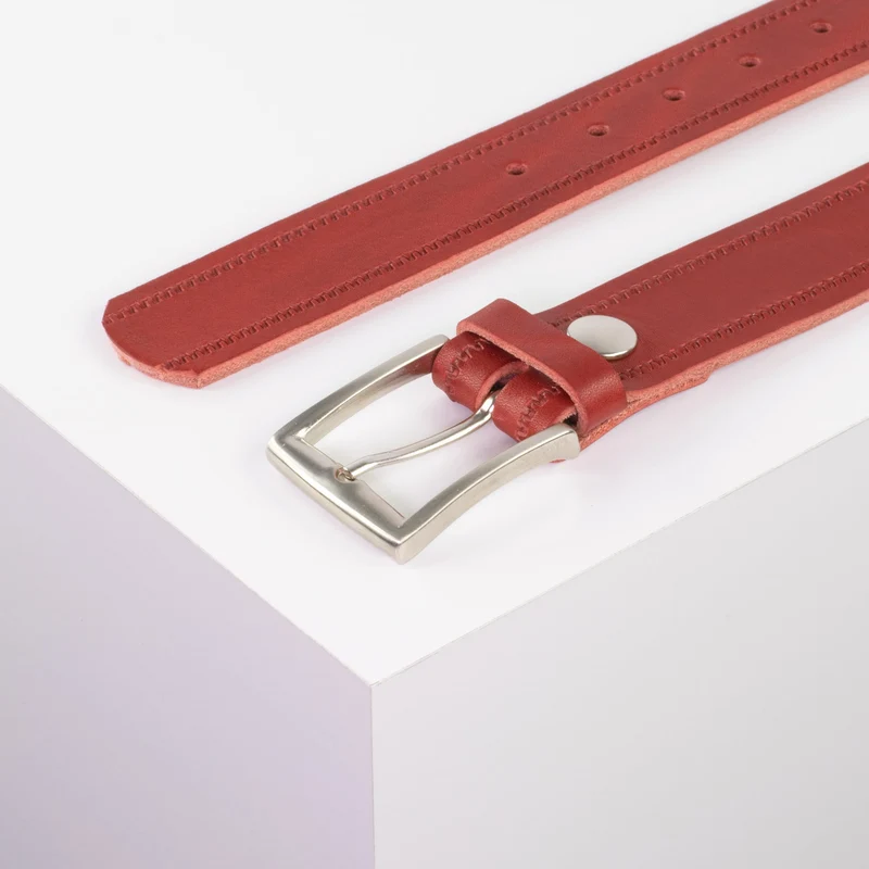 Ledergürtel 3,5cm mit Schnalle Toronto silber