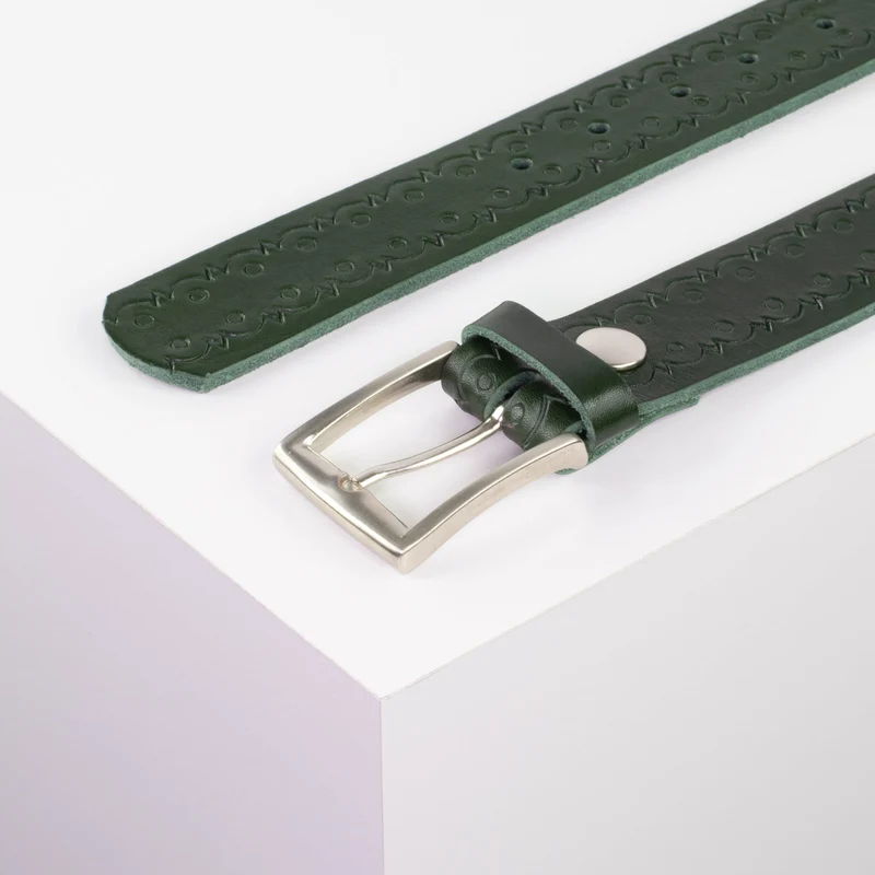 Ledergürtel 3,5cm mit Schnalle Toronto silber