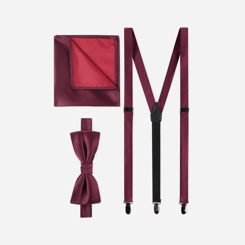 SALVO bordeaux uni – Herren-Accessoire-Set