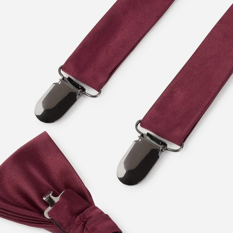 SALVO bordeaux uni – Herren-Accessoire-Set