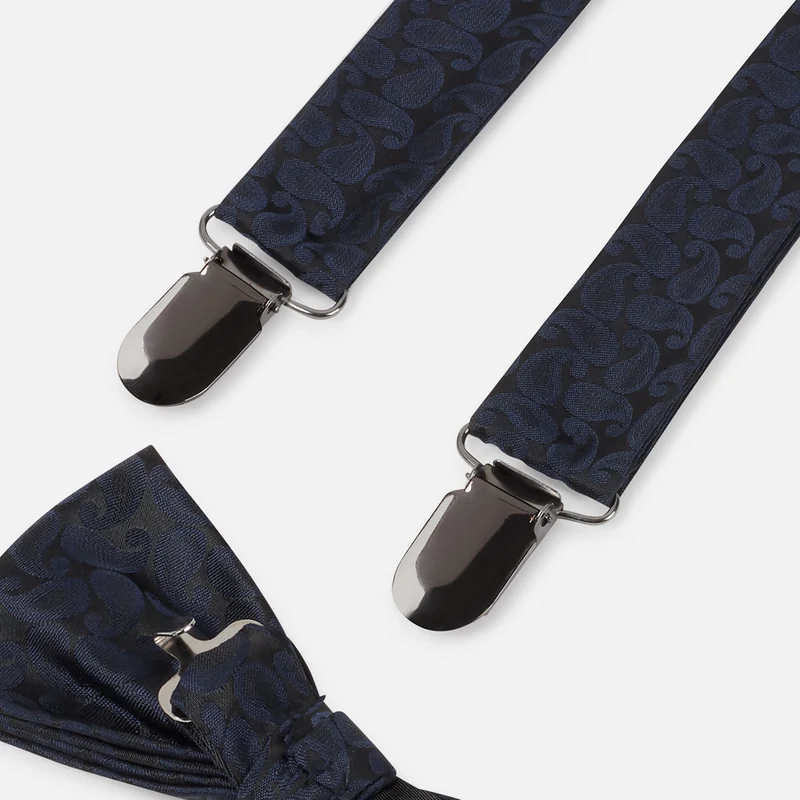 SANTINO navy paisley – Herren-Accessoire-Set