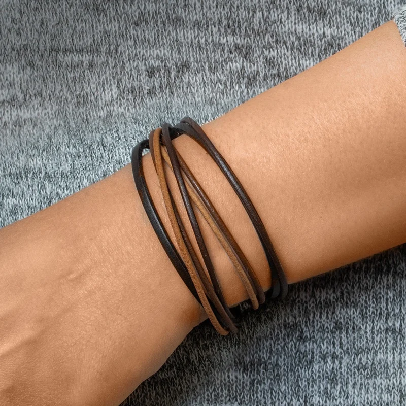 Lederarmband/Wickelarmband „Natur“ mit Magnetverschluss