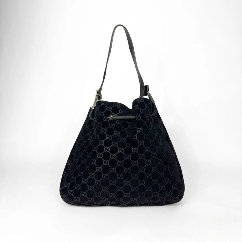 Gucci GG Schultertasche aus schwarzem Wildleder