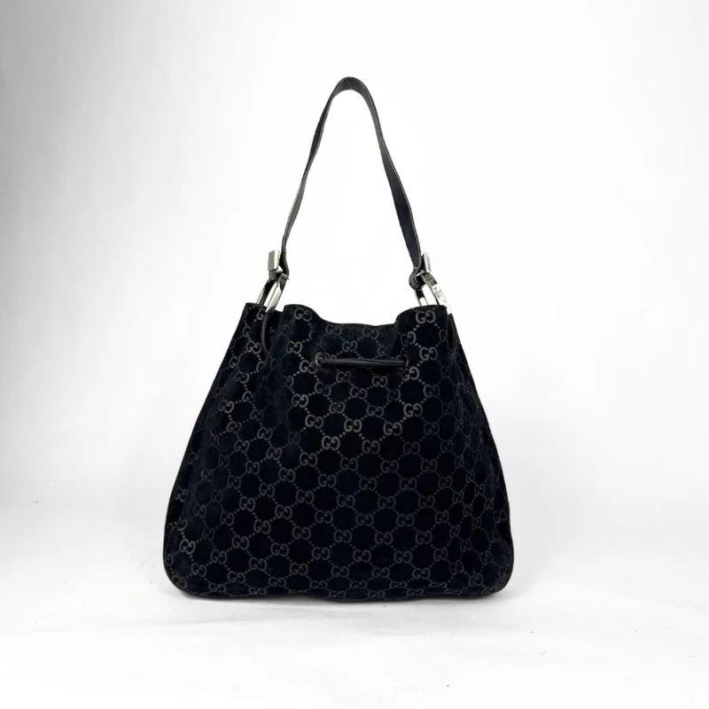 Gucci GG Schultertasche aus schwarzem Wildleder