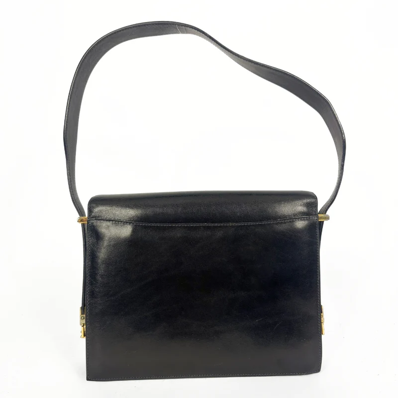 Celine Schwarze Schultertasche aus Leder