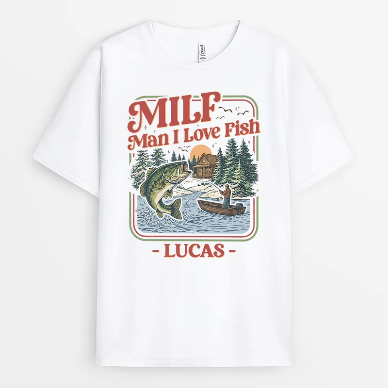Milf Mann Ich Liebe Fische - Personalisiertes T Shirt Angeln Lustig