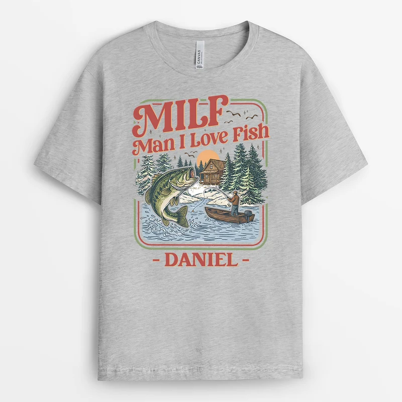 Milf Mann Ich Liebe Fische - Personalisiertes T Shirt Angeln Lustig