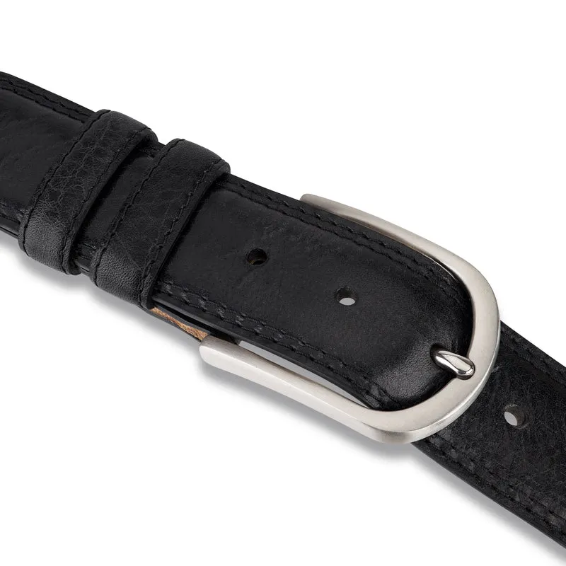 Authentischer Herren Ledergürtel „Gregory“ in Schwarz – 4 cm, extra stark bombiert mit Edelstahlschnalle