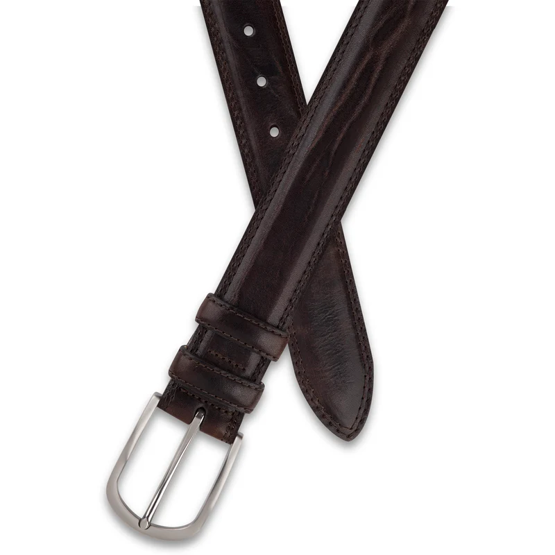 Authentischer Herren Ledergürtel „Gregory“ in Braun – 4 cm, extra stark bombiert mit Edelstahlschnalle