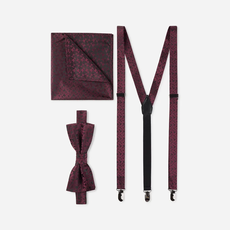 SANTINO bordeaux paisley – Herren-Accessoire-Set