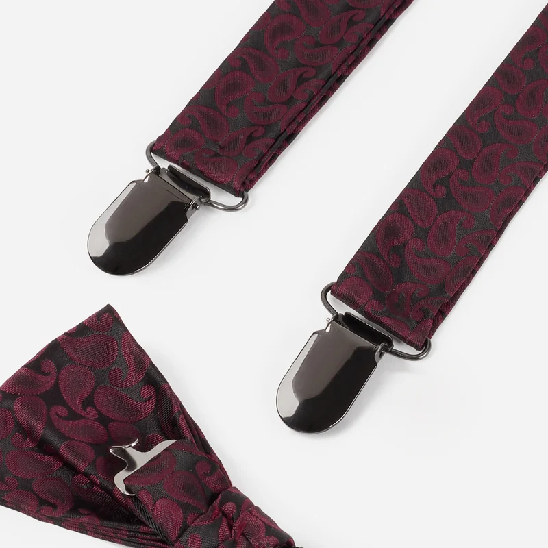 SANTINO bordeaux paisley – Herren-Accessoire-Set