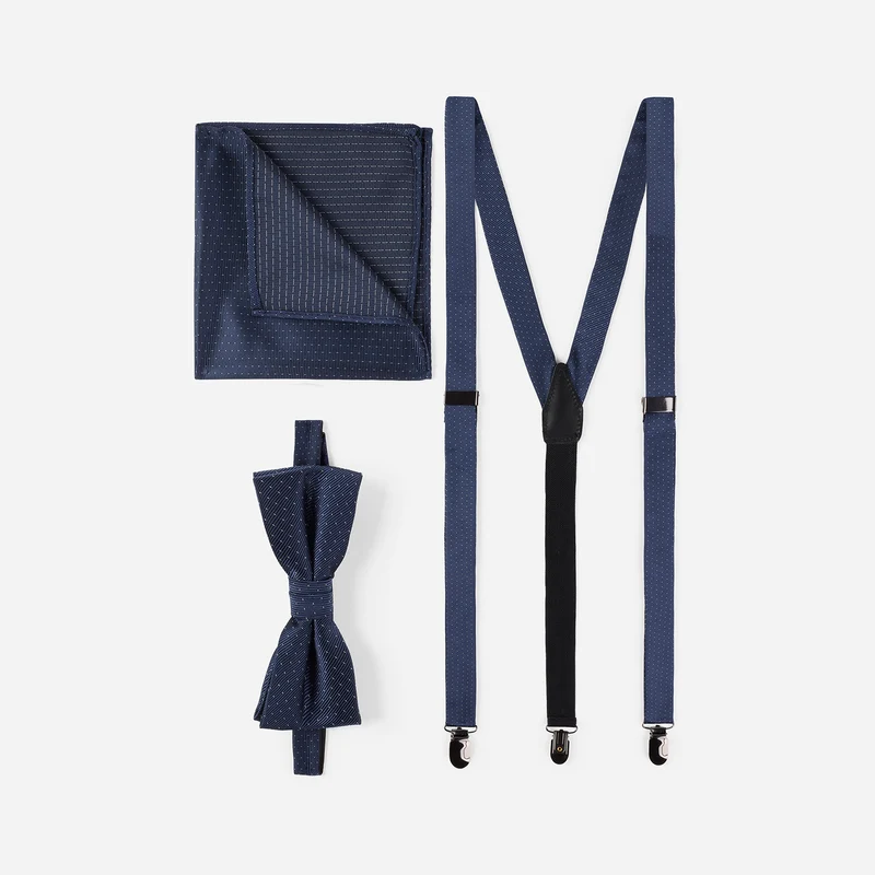 SILVIO navy tupfen – Herren-Accessoire-Set