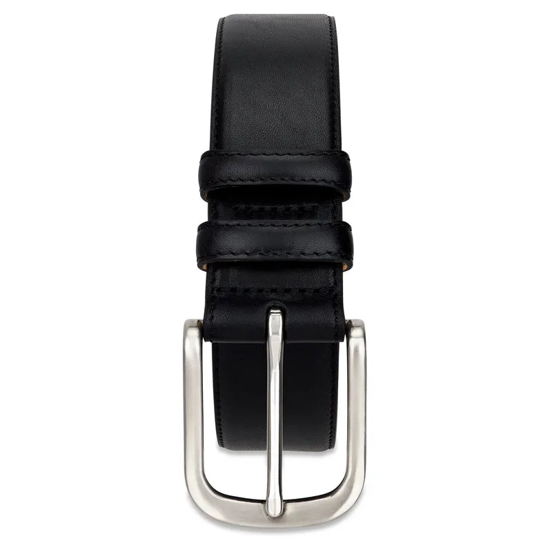 Lebenslang-Gürtel „Hannes“ in Schwarz – 4 cm, bombierter Herren Jeansgürtel mit massiver Edelstahlschnalle