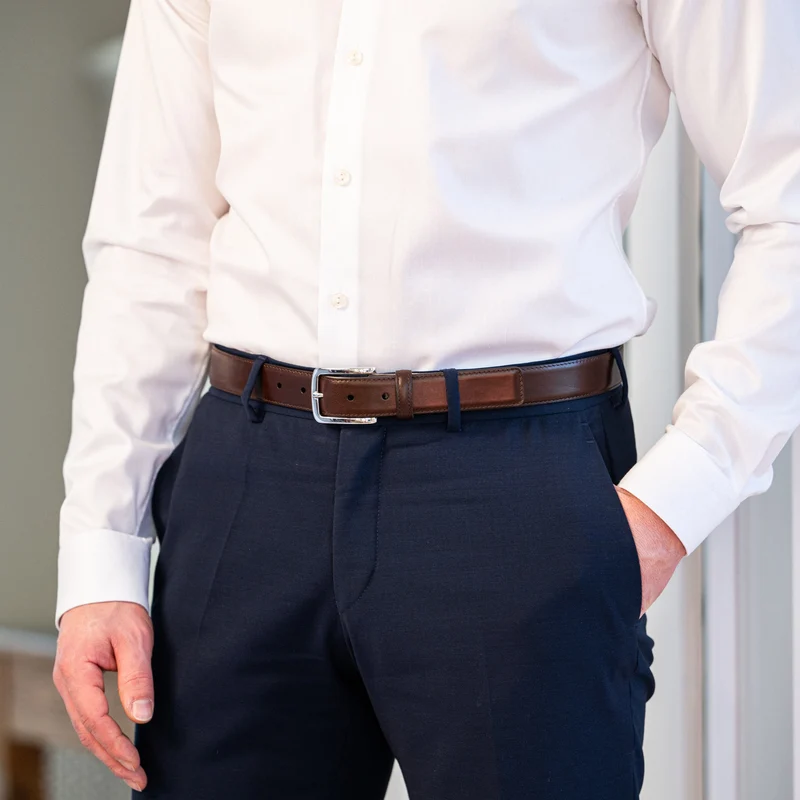 B-Ware: Schmaler Herren Ledergürtel „Alessio“ in Braun – 3 cm, leicht & unaufdringlich elegant
