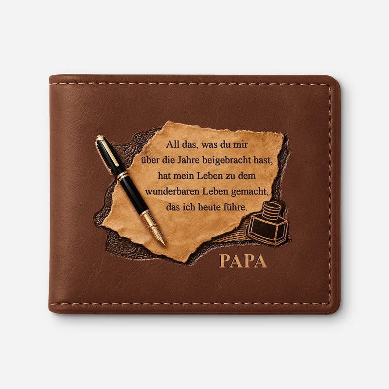 [3D-Optik] Dank Deiner Lehren Führe Ich Heute Ein So Wundervolles Leben - Personalisierte Geschenke Herren | Portemonnaie Papa/Opa