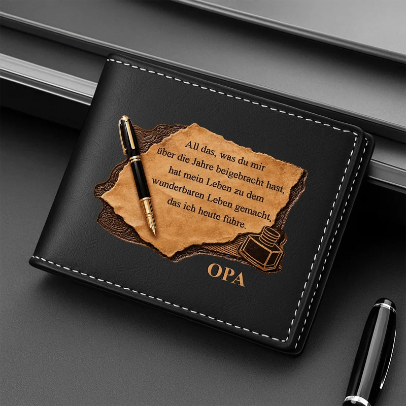[3D-Optik] Dank Deiner Lehren Führe Ich Heute Ein So Wundervolles Leben - Personalisierte Geschenke Herren | Portemonnaie Papa/Opa