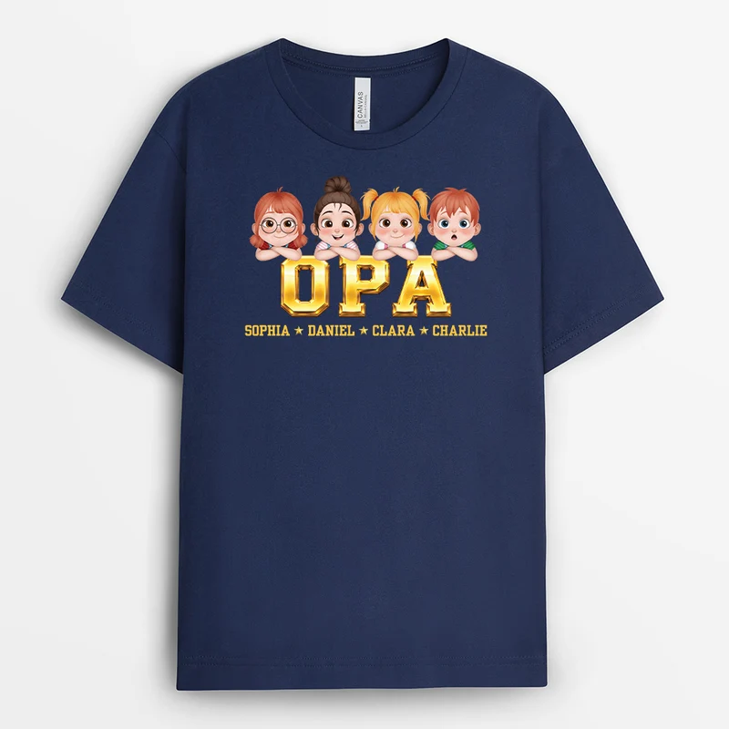 [3D-Optik] Papa Opa Cartoon - Personalisiertes Geschenk | Shirt
