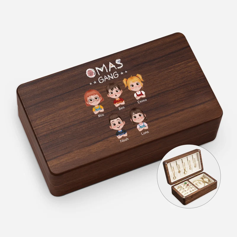 Mamas Gang Cartoon - Personalisiertes Geschenk | Schmuckkästchen Holz Oma/Mama