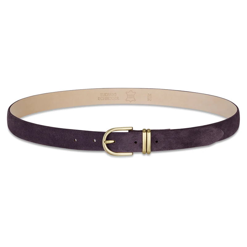 Damen Wildledergürtel „Leni" in Aubergine – 2,5 cm, hochwertiges Veloursleder