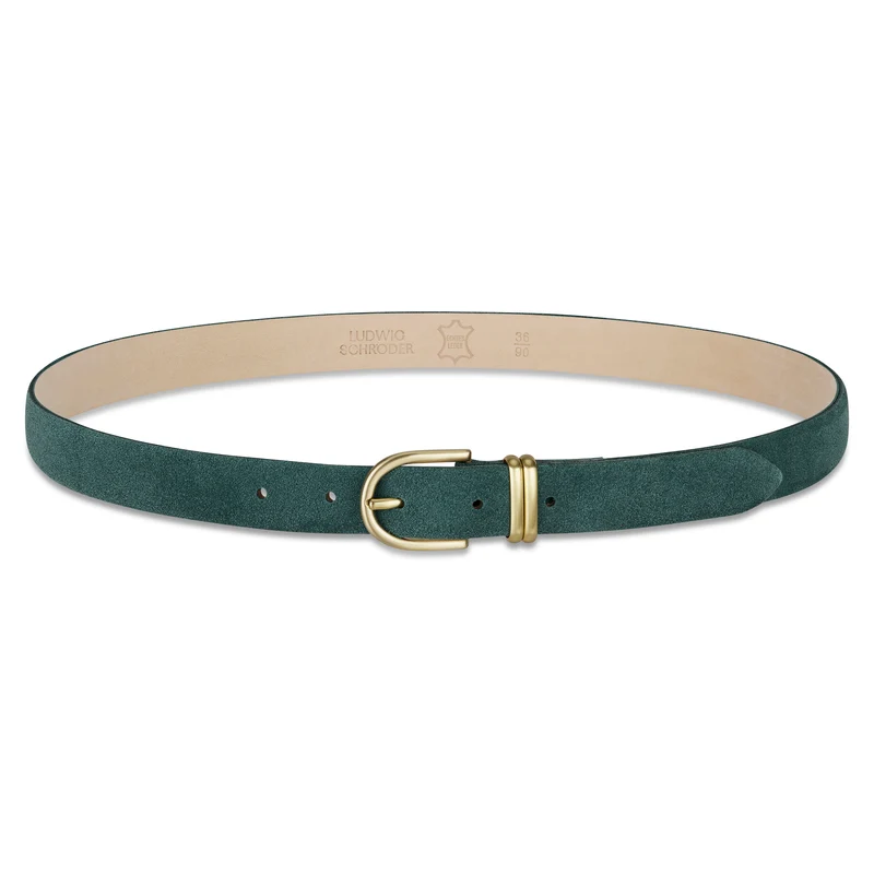 Damen Wildledergürtel „Leni" in Grün – 2,5 cm, hochwertiges Veloursleder