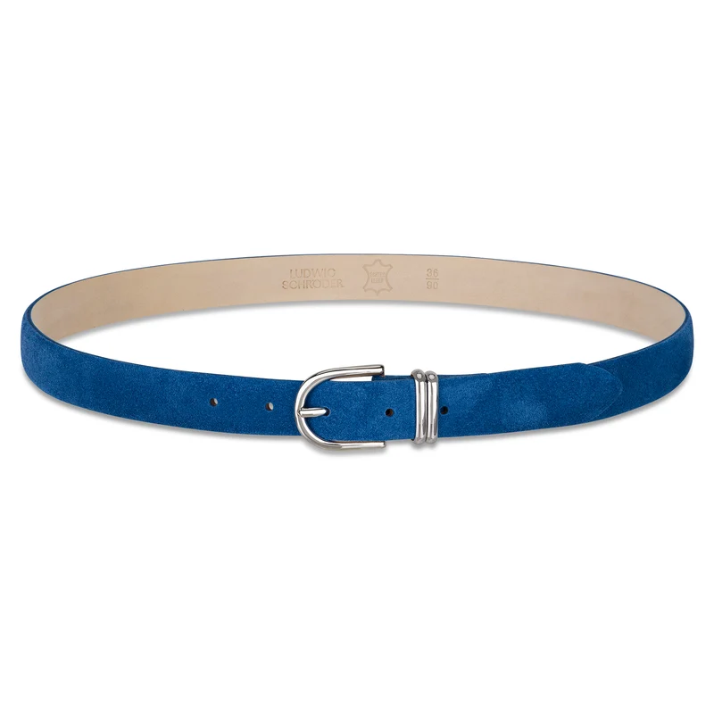 Damen Wildledergürtel „Leni" in Blau – 2,5 cm, hochwertiges Veloursleder