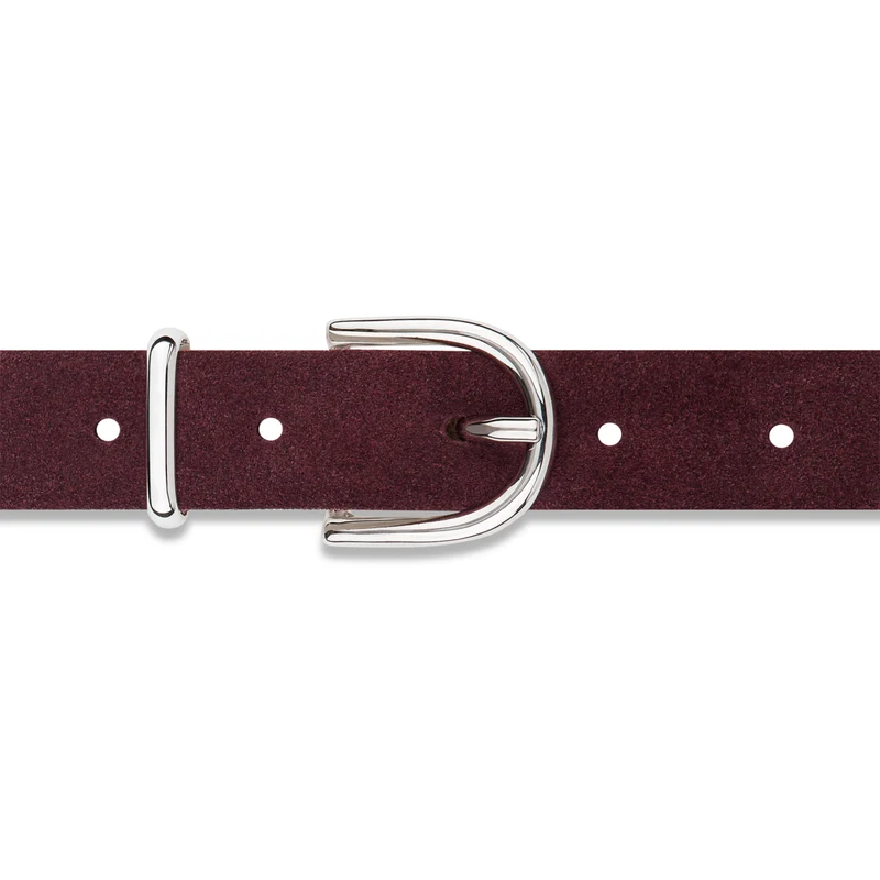 Damen Wildledergürtel „Leni" in Bordeaux – 2,5 cm, hochwertiges Veloursleder
