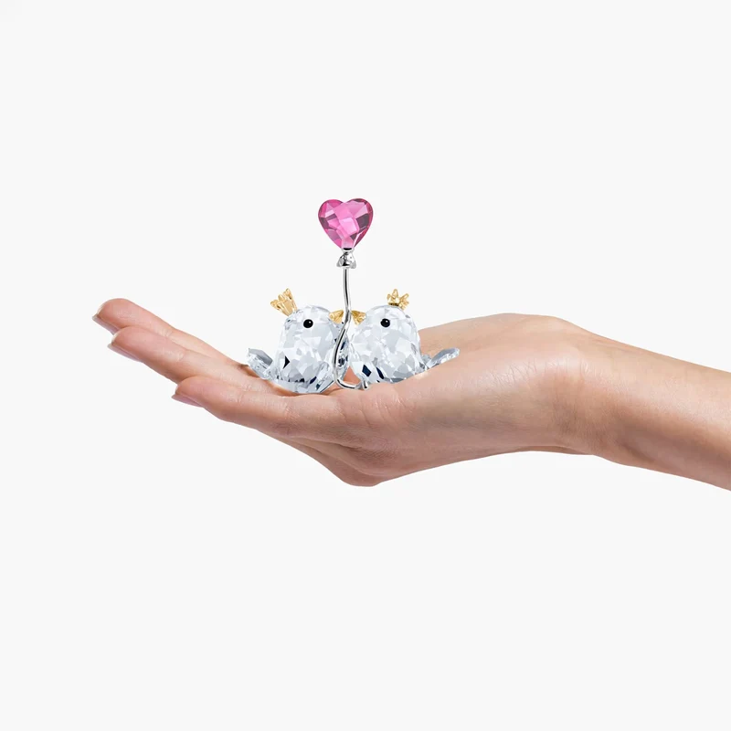 SWAROVSKI Kristallfigurine Unzertrennliche Vögel rosa Herz Mehrfarbig WITH LOVE 5492226